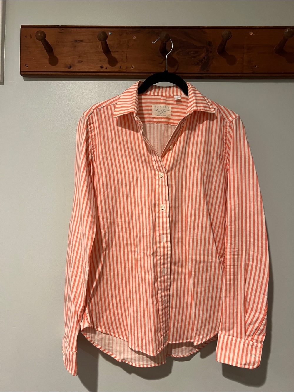 Huxter Goods Orange and White Striped Button-Down Shirt